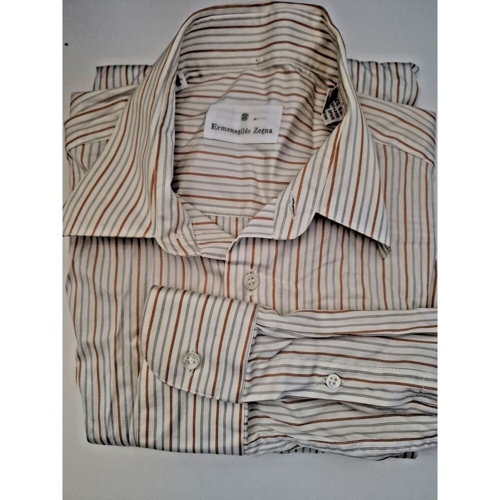 Ermenegildo Zegna Shirt Mens 15 38 Stripe Long Sleeve Dress Button Up Preppy - Picture 1 of 2